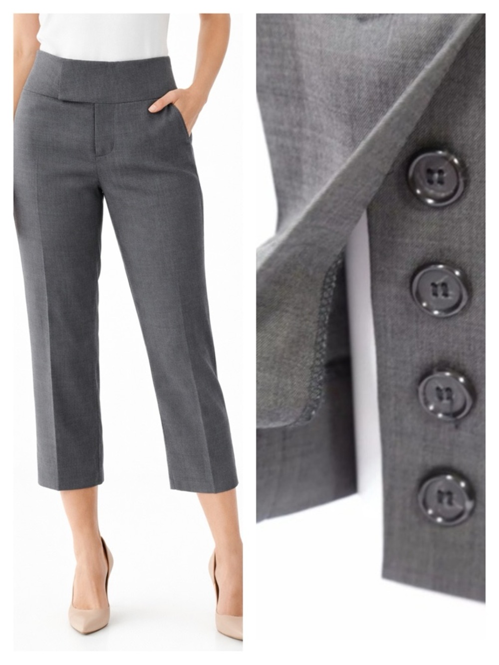 Alvin Valley Gray Crop Capri Pants 6 8